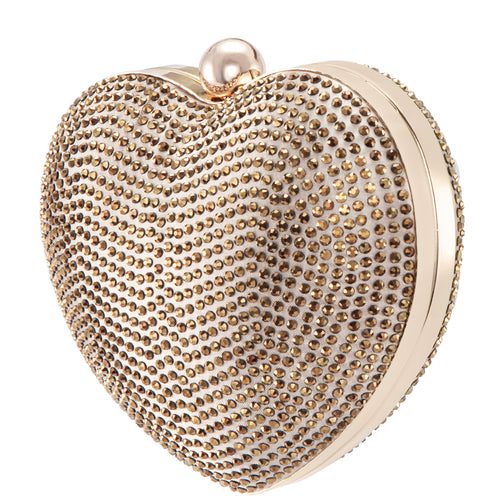 AMORIE-GOLD CRYSTAL HEART-SHAPED MINAUDIERE