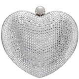 AMORIE-SILVER CRYSTAL HEART-SHAPED MINAUDIERE