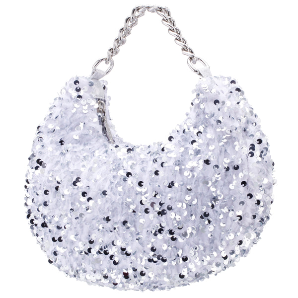 ANDIE-SILVER SEQUIN SMALL HOBO BAG