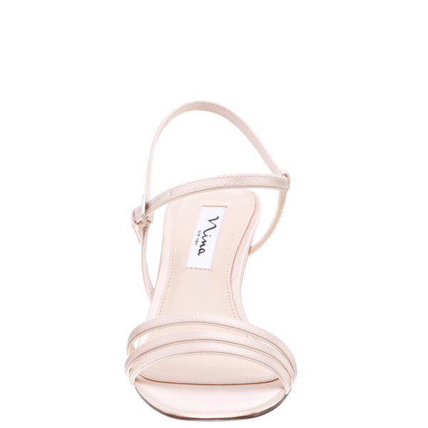 BEVERLY-PEARL ROSE  SATIN MID-HEEL STRAPPY DRESS SANDAL 