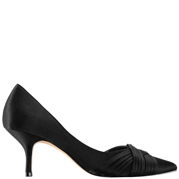 Womens Blakely Black Satin Pointy-toe D'orsay Mid-heel Dress Pump ...