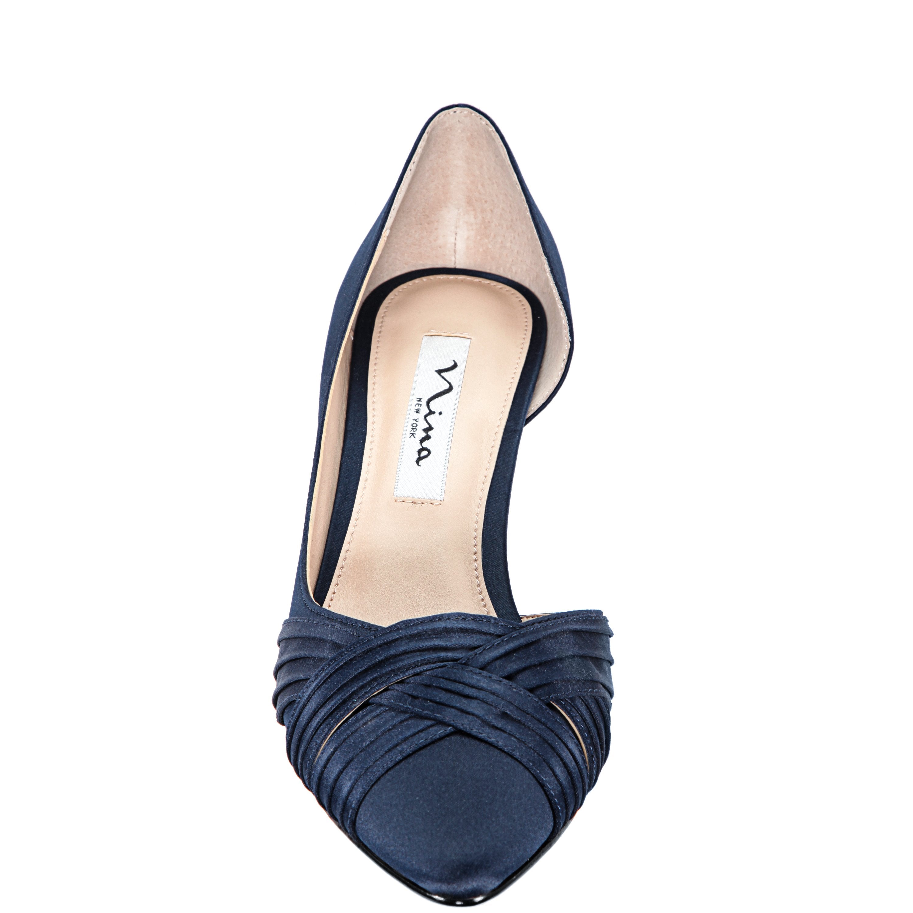 Womens Blakely Blue Satin Pointy-Toe D'orsay Mid-Heel Dress Pump | Nina  Shoes