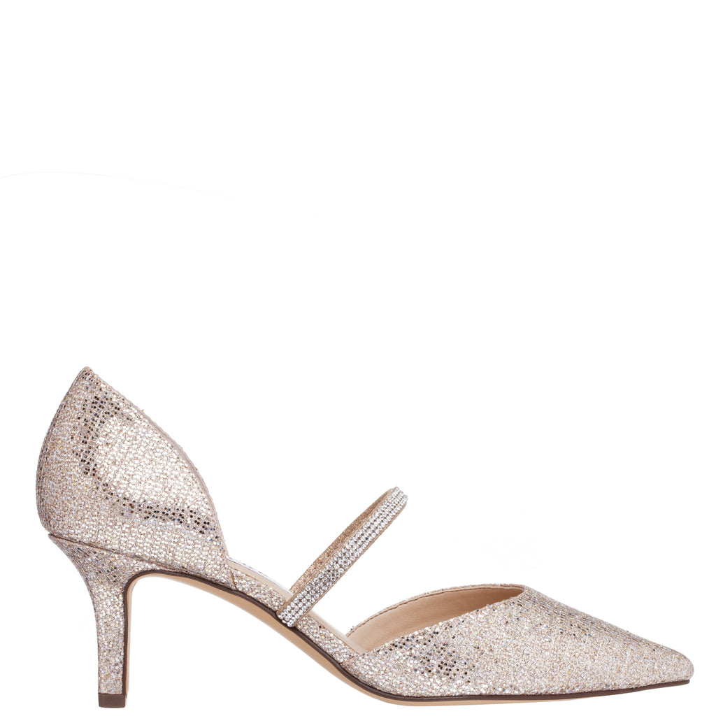 Womens Brystol Champagne Glitter Mid-heel D'orsay Dress Pump | Nina Shoes