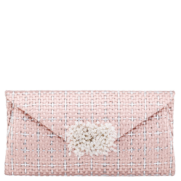 BUNNIE-ROSE GOLD/SILVER SMALL CLUTCH WITH CRYSTAL ORNAMENT