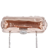 CONCORD-CHAMPAGNE PLEATED FRAME CLUTCH WITH CRYSTAL CLASP