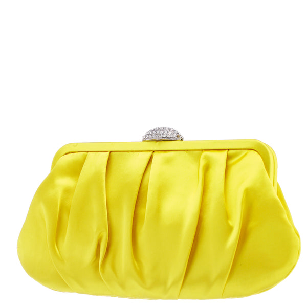 CONCORD-CITRON PLEATED FRAME CLUTCH WITH CRYSTAL CLASP