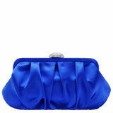 CONCORD-ELECTRIC BLUE PLEATED FRAME CLUTCH WITH CRYSTAL CLASP
