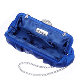 CONCORD-ELECTRIC BLUE PLEATED FRAME CLUTCH WITH CRYSTAL CLASP
