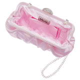 CONCORD-ROSE MIST PLEATED FRAME CLUTCH WITH CRYSTAL CLASP