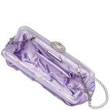 CONCORD-ROYAL LILAC PLEATED FRAME CLUTCH WITH CRYSTAL CLASP
