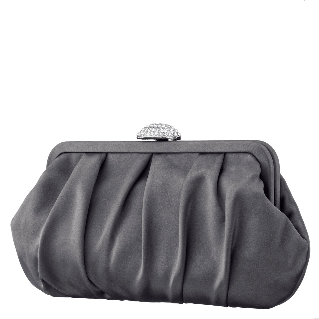 CONCORD-STONE PLEATED FRAME CLUTCH WITH CRYSTAL CLASP – Nina Shoes