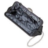 CONCORD-STONE PLEATED FRAME CLUTCH WITH CRYSTAL CLASP