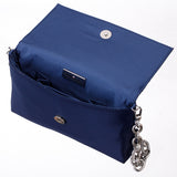 JENNY-NEW NAVY SHOULDER BAG WITH CRYSTAL ORNAMENT AND STRAP