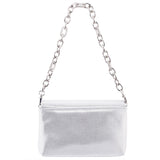 JENNY-TRUE SILVER SHOULDER BAG WITH CRYSTAL ORNAMENT AND STRAP