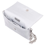 JENNY-TRUE SILVER SHOULDER BAG WITH CRYSTAL ORNAMENT AND STRAP