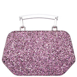 JERRIE-ULTRA PINK GEOMETRIC GLITTER MINAUDIERE WITH HANDLE