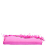 KAIDY-ULTRA PINK SATIN CLUTCH WITH FEATHER