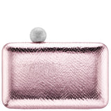 KIMBERLY-ROSE MIST EMBOSSED SNAKE MINAUDIERE WITH CRYSTAL CLASP