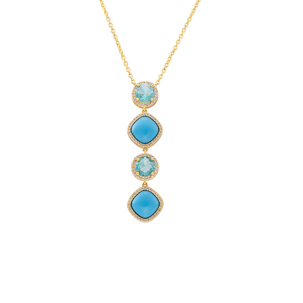 JACEY NECKLACE-GOLD/WHITE/TURQUOISE