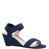 NARITHA-Womens Navy Suedette Wedge Sandal