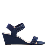NARITHA-Womens Navy Suedette Wedge Sandal