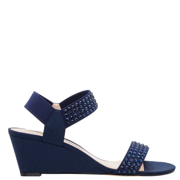 Womens Naritha Navy Suedette Wedge Sandal | Nina Shoes