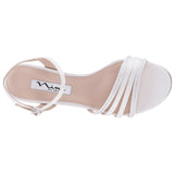 NELENA- Womens Ivory Satin Low-Heel Dress Sandal