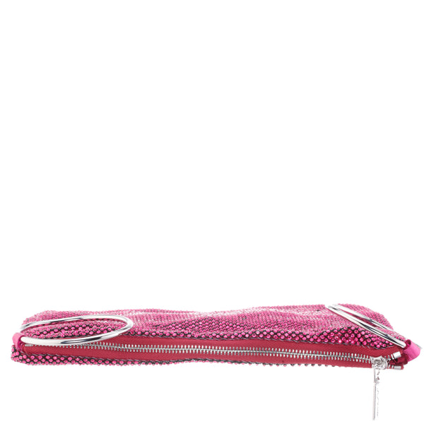 OLIVIA-WINE CRYSTAL MESH DOUBLE RING HANDLE POUCH