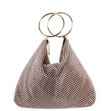 OLIVIA-BLACK AND WHITE CRYSTAL MESH DOUBLE RING HANDLE POUCH
