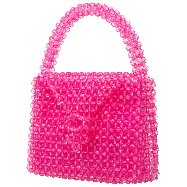 OPIE-ULTRA PINK BEADED SATCHEL WITH INNER SATIN POUCH