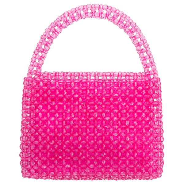 OPIE-ULTRA PINK BEADED SATCHEL WITH INNER SATIN POUCH