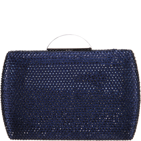 PACEY-NAVY ALLOVER CRYSTAL MINAUDIERE