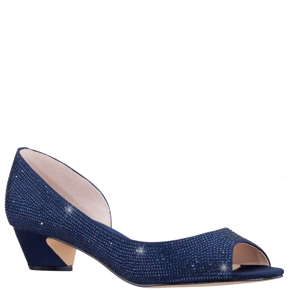 Navy satin evening sales shoes