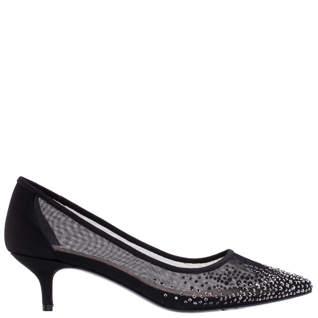 Womens Sofie Black Low heel Pointy toe Classic Dress Pump Nina Shoes