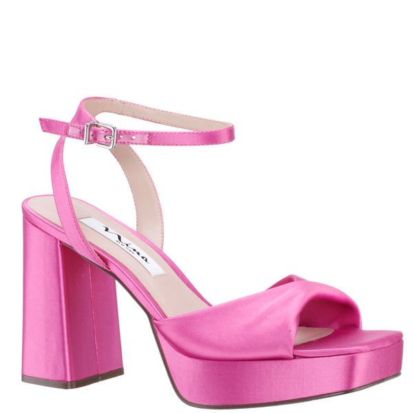 Womens Stacie Ultra Pink Satin Block High-heel Platform Sandal | Nina Shoes
