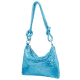 SWOON-CIELO CRYSTAL MESH SHOULDER BAG WITH KNOTTED DETAIL