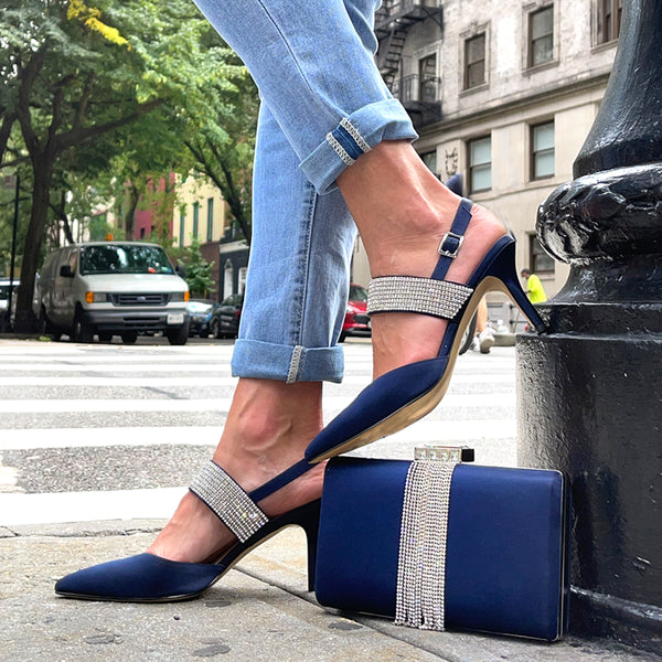Women's Rhinestone D'orsay Heels Elegant Pointed Toe - Temu