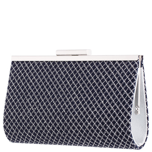WILLOW-NAVY BEADED PATTERN FRAME CLUTCH