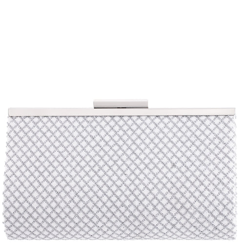 WILLOW-SILVER BEADED PATTERN FRAME CLUTCH